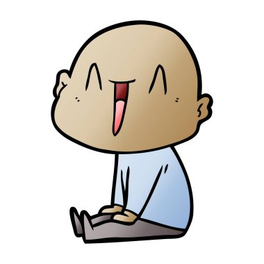 mutlu karikatür kel adam