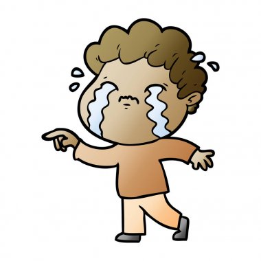 vektör çizim karikatür adam ağlıyor