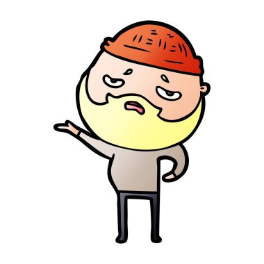 Sakallı endişeli adam çizgi film