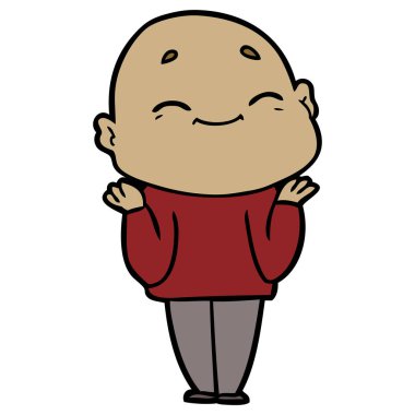 mutlu karikatür kel adam