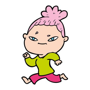 Çizgi filmdeki kadının vektör çizimi