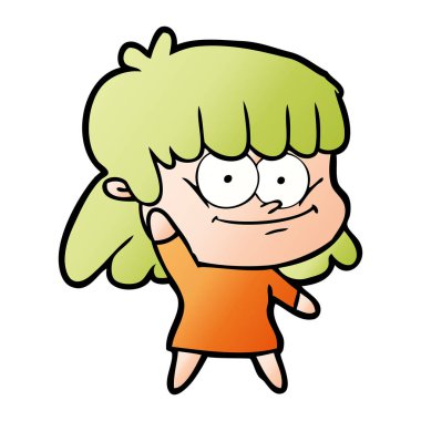 vektör çizim karikatür kız gülümseyerek