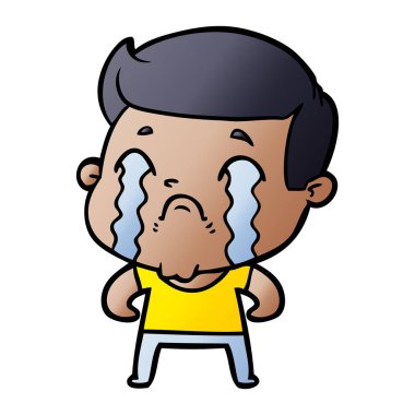 vektör çizim karikatür adam ağlıyor