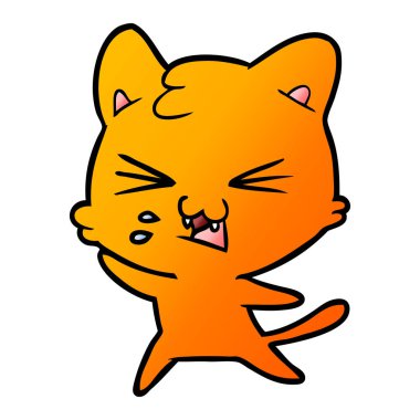 vektör çizim karikatür kedi tıslama