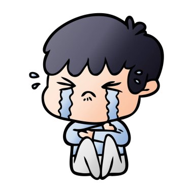 vektör çizim karikatür çocuk ağlıyor
