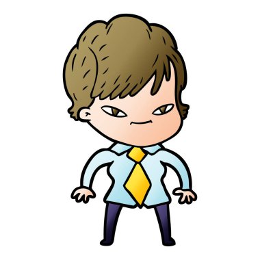 vektör çizim karikatür mutlu kadın