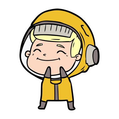 mutlu karikatür astronot vektör çizim
