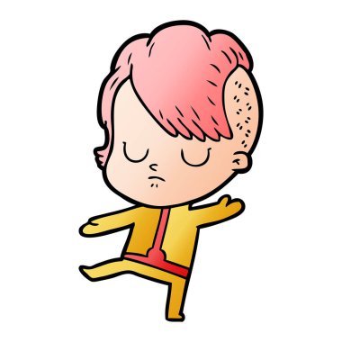 Çizgi filmdeki kadının vektör çizimi