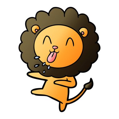 mutlu karikatür aslan vektör çizim