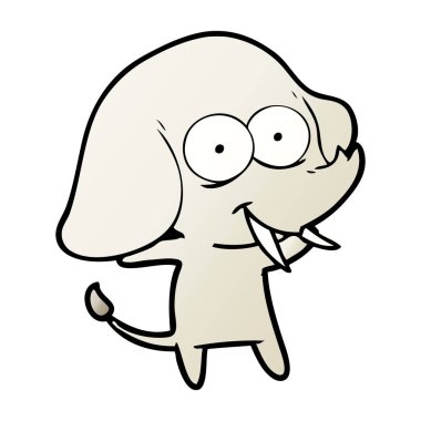 mutlu çizgi film fil vektör çizim