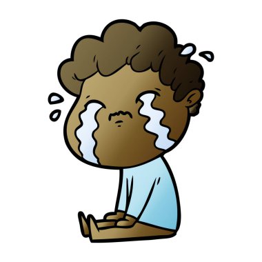 vektör çizim karikatür adam ağlıyor