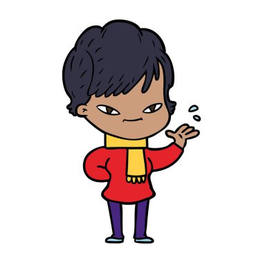 vektör çizim karikatür mutlu kadın