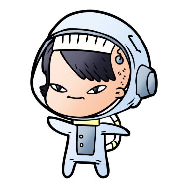 vektör çizim karikatür astronot kadın