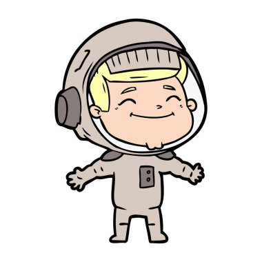 mutlu karikatür astronot vektör çizim