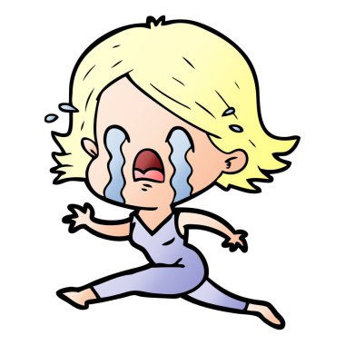 vektör çizim karikatür kadının ağladığını