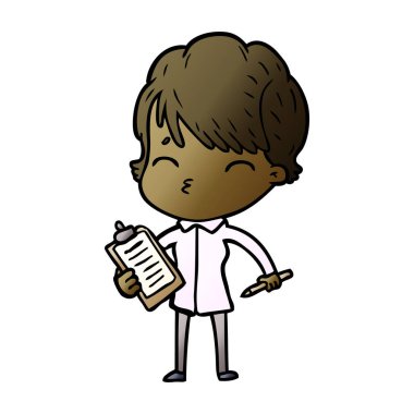 vektör çizim karikatür kadın düşünme