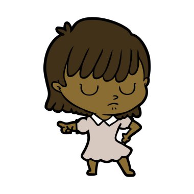 Çizgi filmdeki kadının vektör çizimi