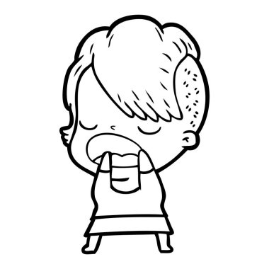 konuşuyor karikatür serin hippi kız