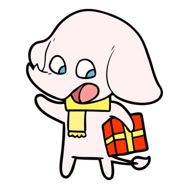 vektör çizim sevimli çizgi fil