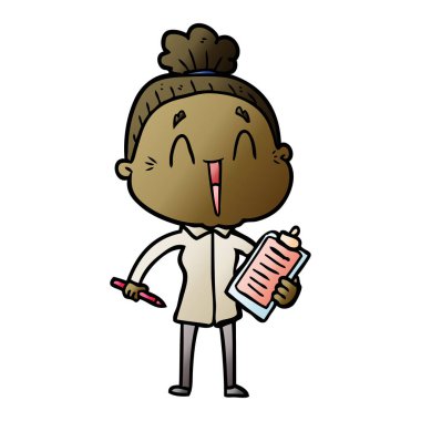 karikatür mutlu yaşlı kadın