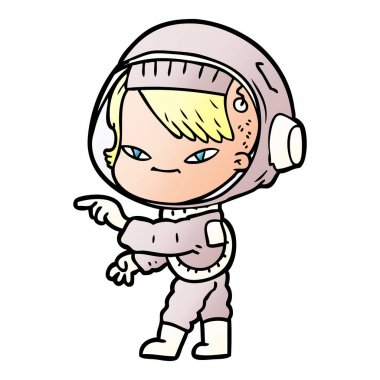 vektör çizim karikatür astronot kadın