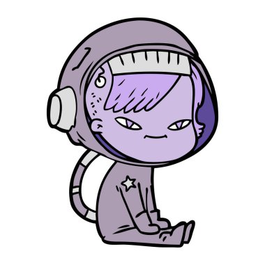 vektör çizim karikatür astronot kadın