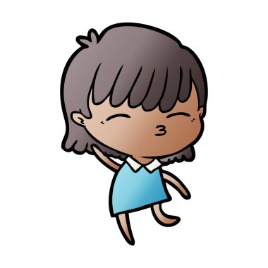 Çizgi filmdeki kadının vektör çizimi