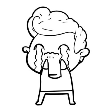 vektör çizim karikatür adam ağlıyor