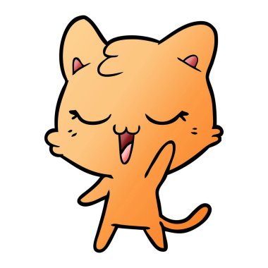 vektör çizim karikatür mutlu kedi