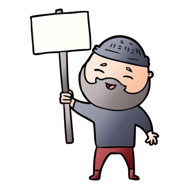 Çizgi film mutlu sakallı adam