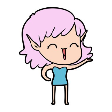 vektör çizim karikatür elf kızı