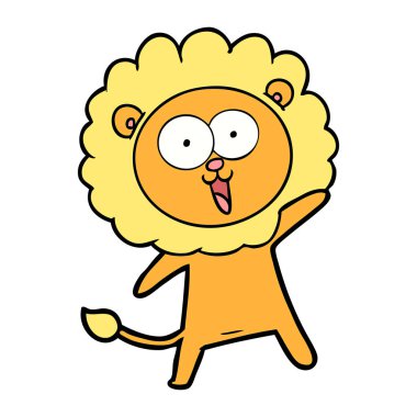 mutlu karikatür aslan vektör çizim