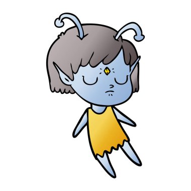 vektör çizim karikatür uzaylı kız