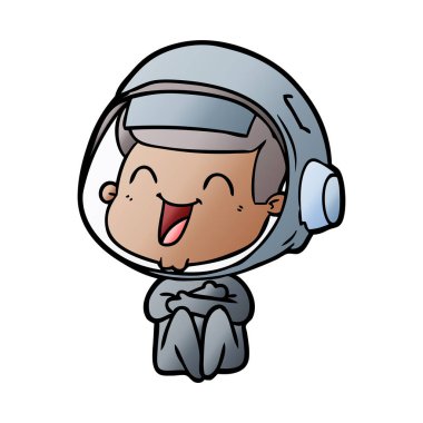 mutlu karikatür astronot vektör çizim