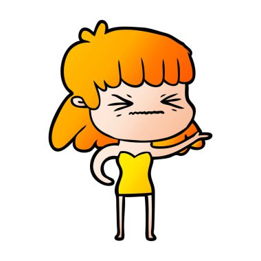 vektör çizim karikatür kızgın kız