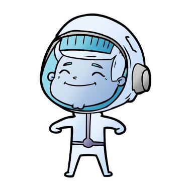 mutlu karikatür astronot vektör çizim