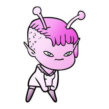 sevimli çizgi uzaylı kız