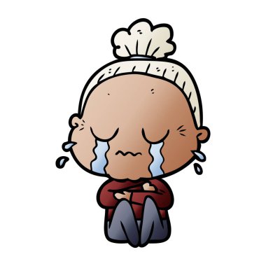 çizgi film ağlayan yaşlı kadın