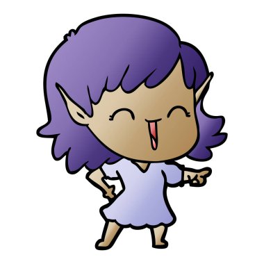 vektör çizim karikatür elf kızı