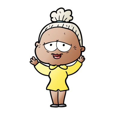 karikatür mutlu yaşlı kadın