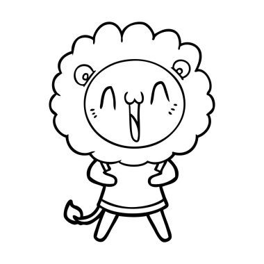 mutlu karikatür aslan vektör çizim