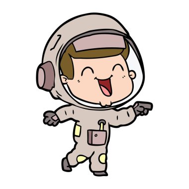 mutlu karikatür astronot vektör çizim