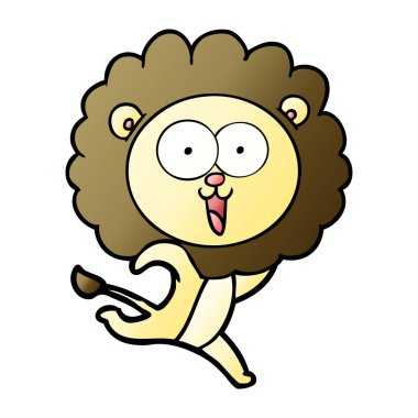 mutlu karikatür aslan vektör çizim