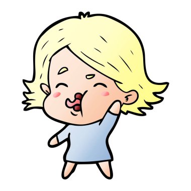 çizgi film kız yüz çekerek