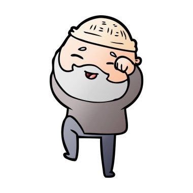 Çizgi film mutlu sakallı adam