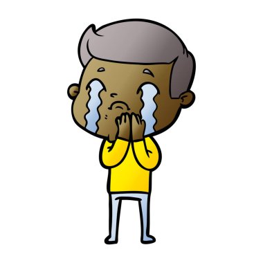 vektör çizim karikatür adam ağlıyor