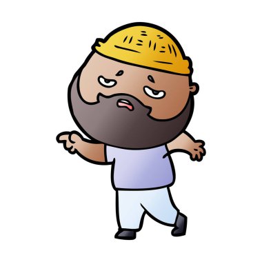 Sakallı endişeli adam çizgi film