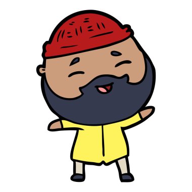 Çizgi film mutlu sakallı adam