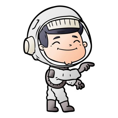 mutlu karikatür astronot vektör çizim