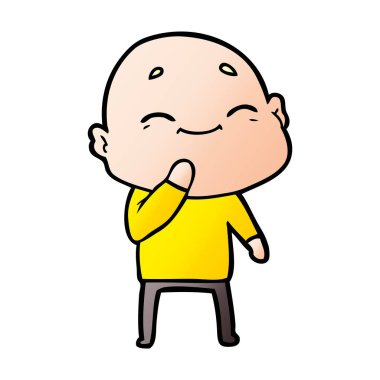 mutlu karikatür kel adam